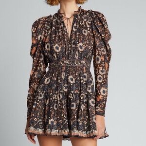 Ulla Johnson Willow Dress Obsidian Floral Print Long Sleeve Dress